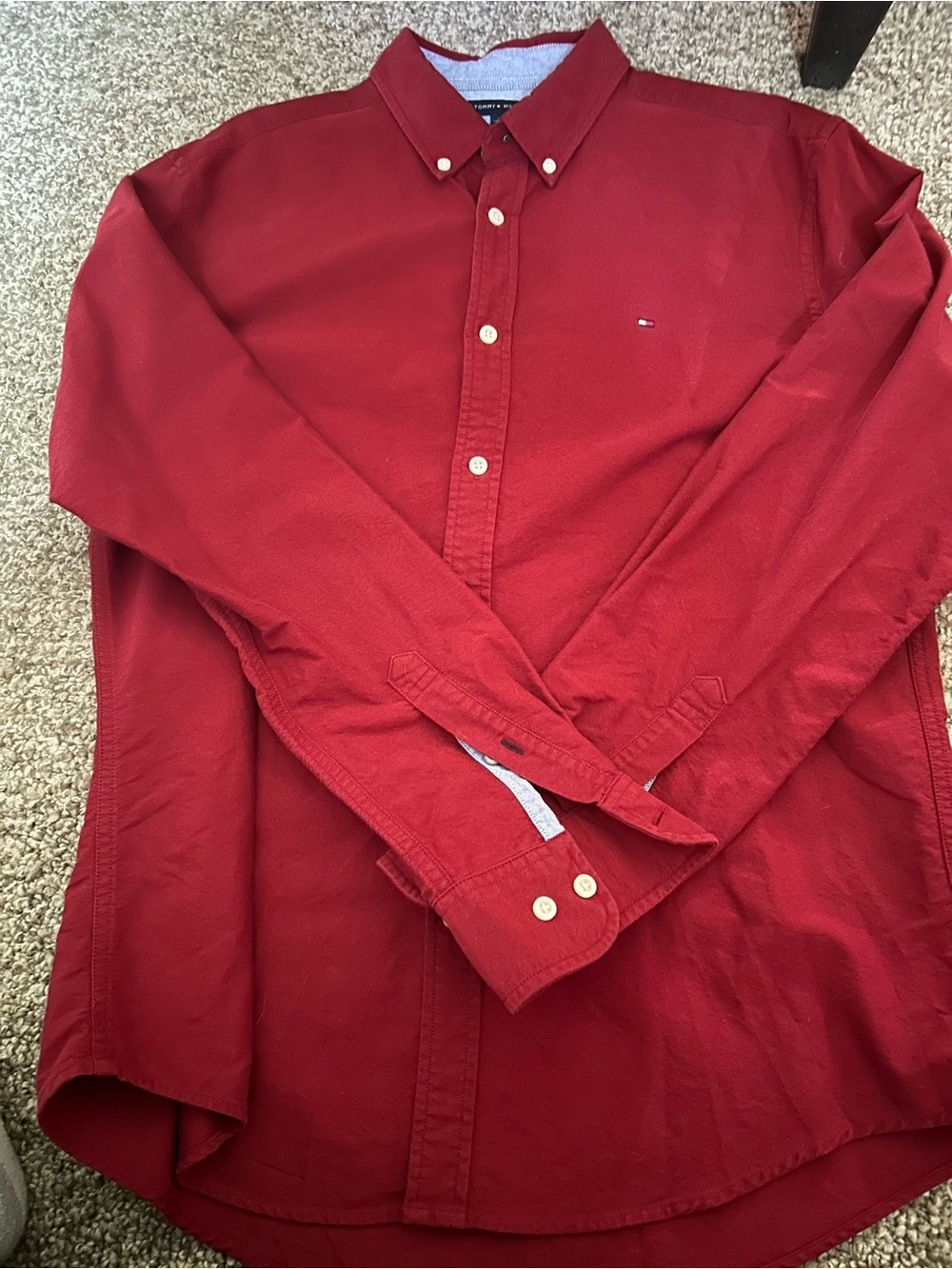 Tommy Hilfiger Men's Button-Down Shirt in Red